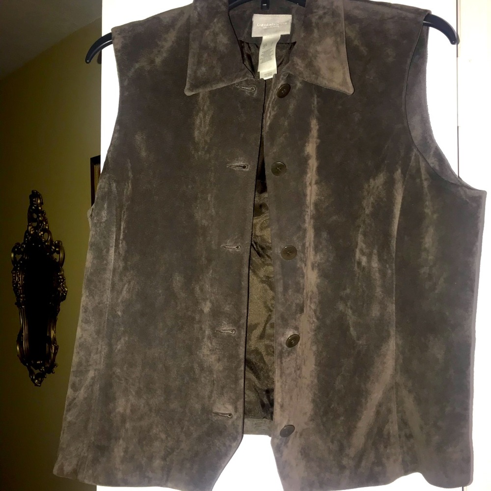 Liz Claiborne Brown Suede Vest - Picture 2 of 3